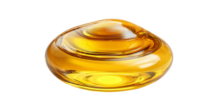 Abstract Amber Liquid Droplet with Glossy Texture, PNG