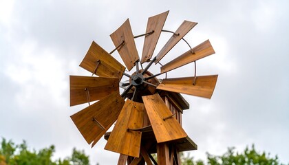 Close-up of a decorative wooden windmill