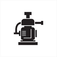 Black silhouette of a mechanical device with crank handle