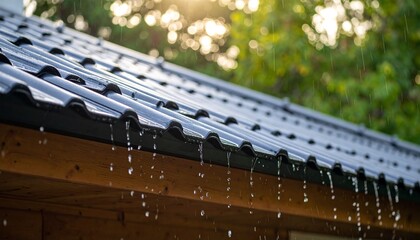 Obraz premium rain falling down from the house roof