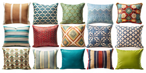 collection set of different decor styles of vantag cushon  isolated on white background, png, ai generated.