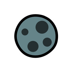 grey moon with several dark craters, representing the lunar surface.