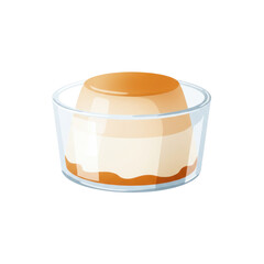 Creamy caramel dessert in a glass dish, showcasing a smooth texture and inviting appearance