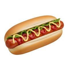 Delicious hot dog with mustard and ketchup on a bun.