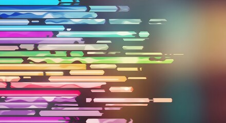 Abstract composition featuring colorful horizontal lines, creating a dynamic visual effect against a blurred background.