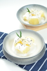 Sweet cassava or singkong thailand is a popular dessert in Indonesia