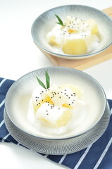 Sweet cassava or singkong thailand is a popular dessert in Indonesia