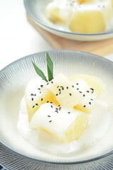 Sweet cassava or singkong thailand is a popular dessert in Indonesia