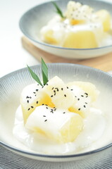 Sweet cassava or singkong thailand is a popular dessert in Indonesia