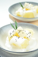 Sweet cassava or singkong thailand is a popular dessert in Indonesia