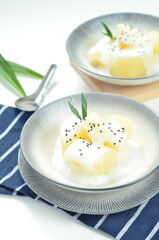 Sweet cassava or singkong thailand is a popular dessert in Indonesia
