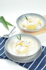 Sweet cassava or singkong thailand is a popular dessert in Indonesia