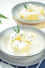 Sweet cassava or singkong thailand is a popular dessert in Indonesia