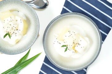 Sweet cassava or singkong thailand is a popular dessert in Indonesia
