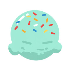 Fototapeta premium A colorful scoop of mint ice cream topped with vibrant sprinkles against a plain background