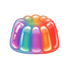 Colorful gelatin dessert in a playful shape, isolated on a white background