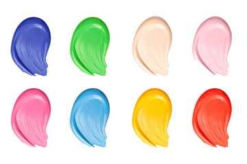 Set of Colorful Hand drawn brush stroke isolated on white.