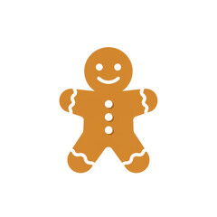Cheerful gingerbread man cookie with smiling face, standing against a festive backdrop