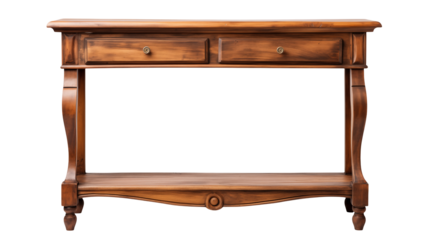 Elegant wooden console table with two drawers and shelf for entryways or hallways