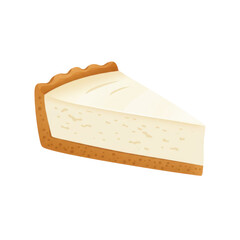 A slice of creamy cheesecake on a clean white background, perfect for dessert menus
