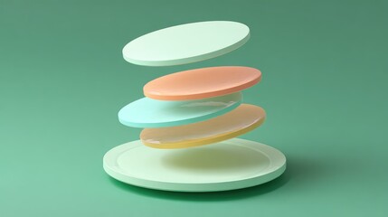 Pastel colored circular shapes layered in a display.