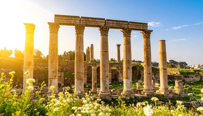 Obraz premium Ancient ruins bathed in golden sunlight