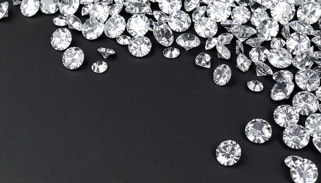 Sparkling diamonds on black background