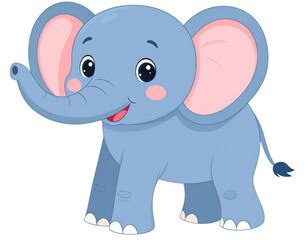 Fototapeta premium Cute cartoon baby elephant isolated on transparent background