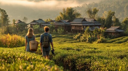 Morning Walk in the Scenic Rural Village