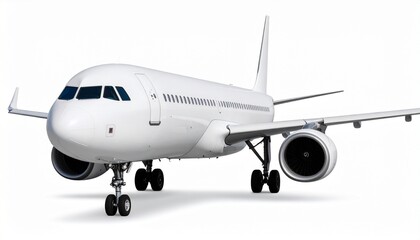 Obraz premium A white commercial jet, nose poised and engines still, stands as a monument to suspended escape. It’s not in flight—it’s choosing not to be. Metal, molded for motion, holding a breath at the edge of v