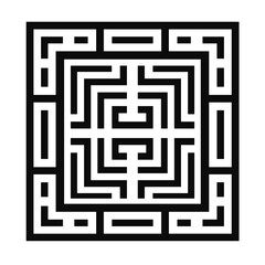 Complex black and white labyrinth design showcasing intricate pathways and patterns