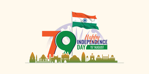 Happy Independence Day of India. Abstract vector illustration design. 79th Indian Independence Day Celebration 2025 isolated graphic template design