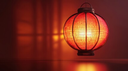 Obraz premium Illuminated red Chinese lantern, warm hues, studio shot