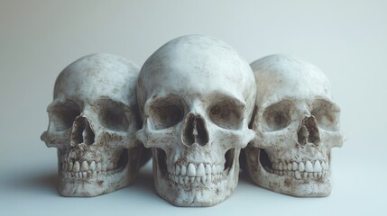 Obraz premium Three skulls on light background