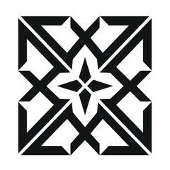 Intricate geometric design featuring bold shapes and symmetrical elements