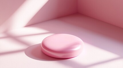 Pink round podium, sunlit