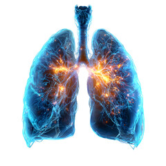 Healing spirit restoring lungs with light isolated on white background