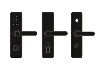 smart digital door locks, silhouette of modern keyless lock system
