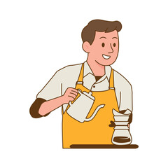 Male Barista Brewing Coffee with Dripper