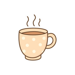 Obraz premium A cartoon icon of a steaming mug or cup, representing a warm and comforting beverage.