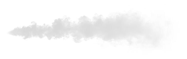 White dynamic smoke shape emitting transparent PNG cutout, isolated background