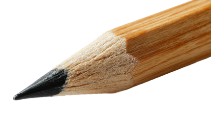 Wooden pencil sharpened point isolated, transparent background