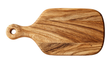 Wooden cutting board with natural isolated, transparent background