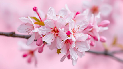Naklejka premium Ai generated image of a beautiful branch of cherry blossoms in full bloom with pink petals