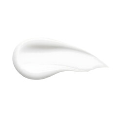 A smooth swirl of white cream is isolated against a transparent background in a studio shot