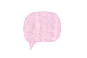 ピンクの正方形吹き出し　ファブリックテクスチャ