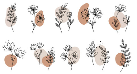 Elegant floral vector collection with minimalist design for decoration projects