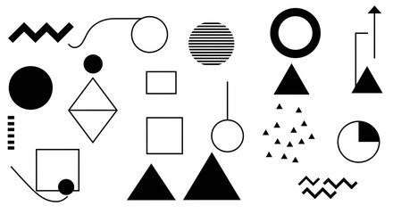 Geometric pattern design with graphic elements like circles, triangles and squares