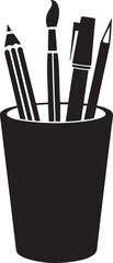 Vintage quality pencil holder vector illustration, pencil holder silhouette vector art, pencil holder isolated vector icon design