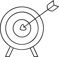 Vector illustration of target with an arrow hitting the bullseye, target with an arrow hitting the bullseye line art vector icon design, target with an arrow hitting the bullseye graphics resource